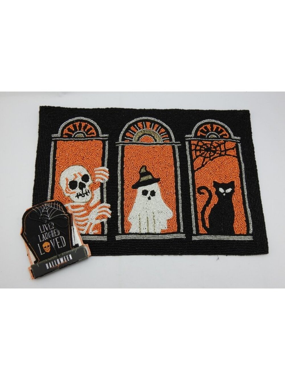 Christian Siriano Halloween Beaded Table Runner Cocktail Napkins 2 Pc Set New